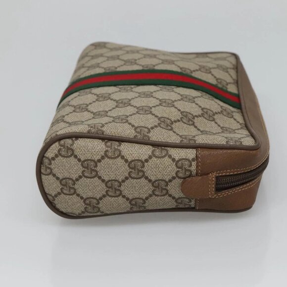 GUCCI GG Supreme Web Sherry Line Clutch Bag PVC Beige 89 01 002 Auth BA2470 - Picture 14 of 16
